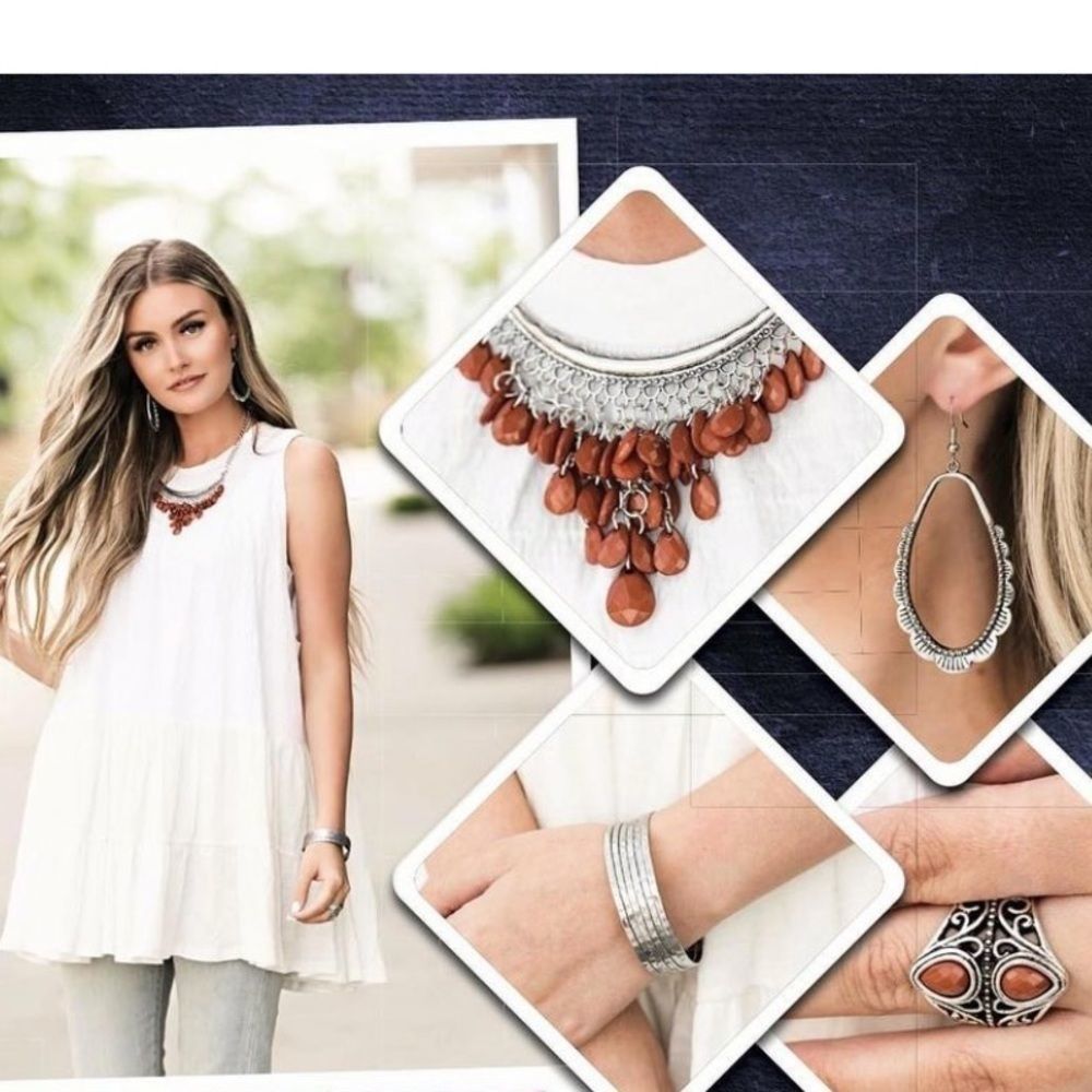 Brown Jewelry Silver Set - Picture 1 of 1